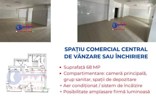 ID 8260 SPAȚIU COMERCIAL CENTRAL – DE VÂNZARE SAU ÎNCHIRIERE
