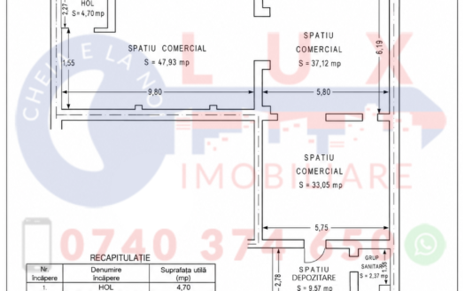 ID 8293 | ÎNCHIRIERE | SPAȚIU COMERCIAL 145,73 MP | ZONA PIAȚA NOUĂ