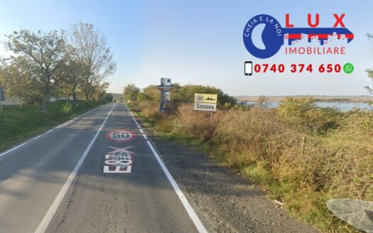 Teren de vânzare, Somova – deschidere la DN22 și priveliște la Lacul Somova