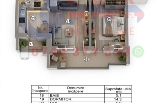ID 20066 APARTAMENT 2 CAMERE DE VÂNZARE | BLOC NOU CU LIFT