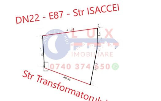 ID 7256 EXCLUSIVITATE | TEREN INTRAVILAN 1.648 MP CU DUBLĂ DESCHIDERE | DN22 – E87 – STR. ISACCEI